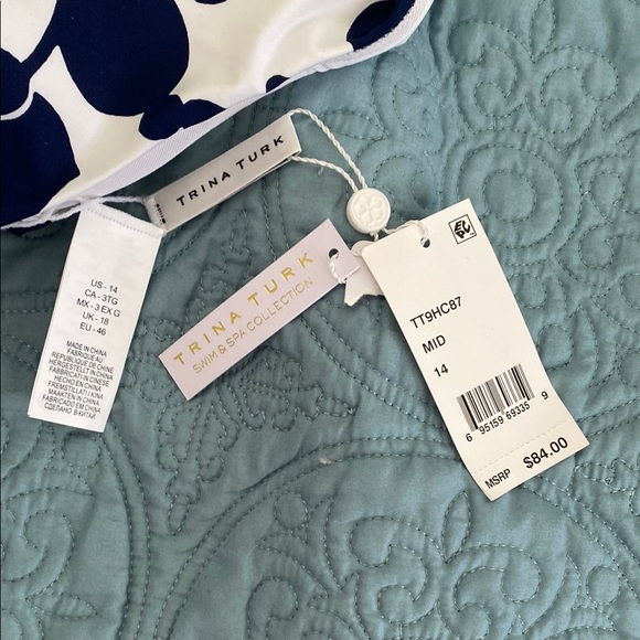 NWT Trina Turk Navy and White adjustable Bikini Sz 14 - Picture 5 of 15